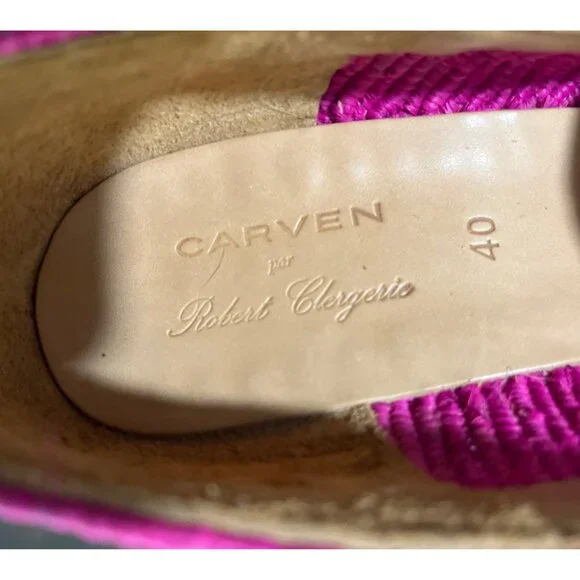 Carven x Robert Clergerie Pink Raffia Platform Wedge Loafer Size 40 / US 9.5 - Picture 5 of 9
